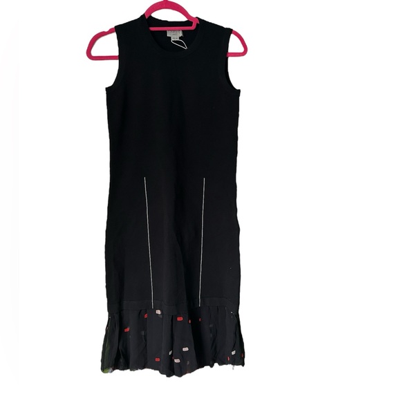 Jason Wu Sleeveless Knit Dress With Dash Print Pleated Hem in Black  NWT - Picture 1 of 4